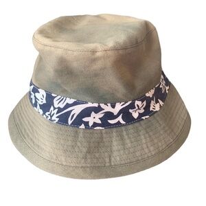 Hawaiian Headwear Khaki Bucket Hat Aloha Floral Printed Band Size M